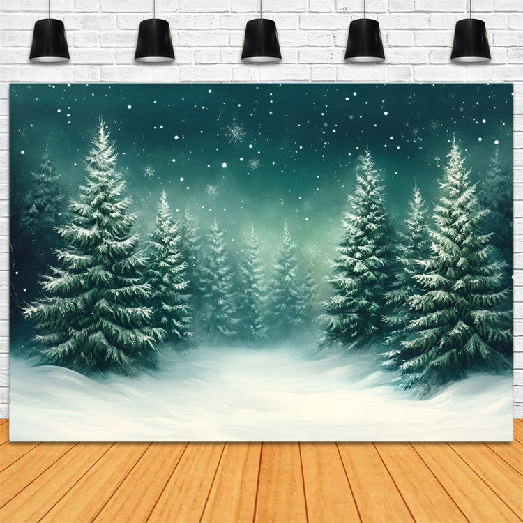 Snow Forest Backdrop Snowflake Pine Serenity Backdrop UK GQ57-68