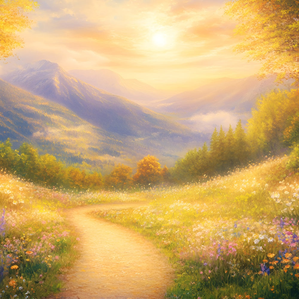 Forest Backdrop Photography Golden Meadow Path Backdrop UK GQ57-70