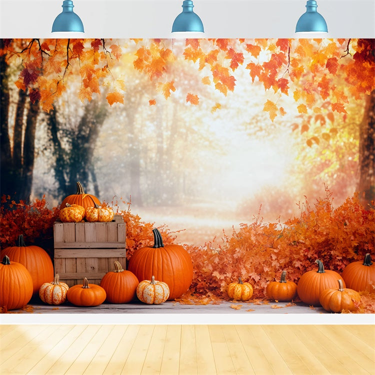 Autumn Forest Backdrop Harvest Pumpkin Path Backdrop UK GQ57-71