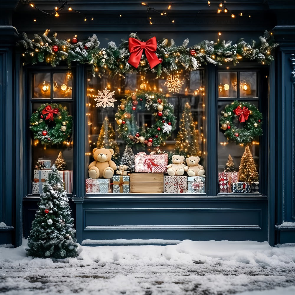 Christmas Photography Backdrops Teddy Holiday Window Backdrop UK GQ57-9