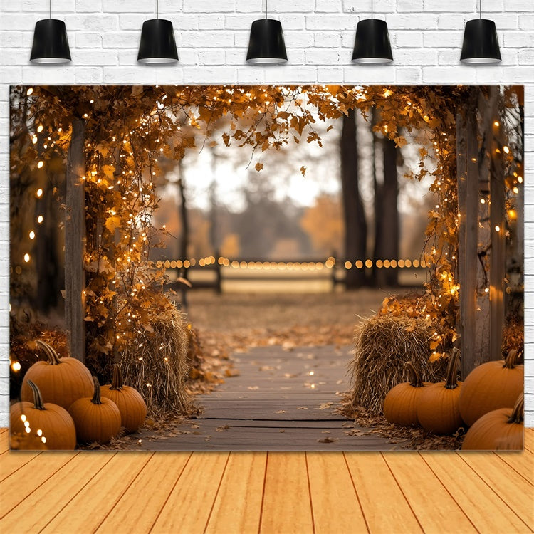 Fall Leaves Backdrop Golden Leaf Lantern Trail Backdrop UK GQ57-92