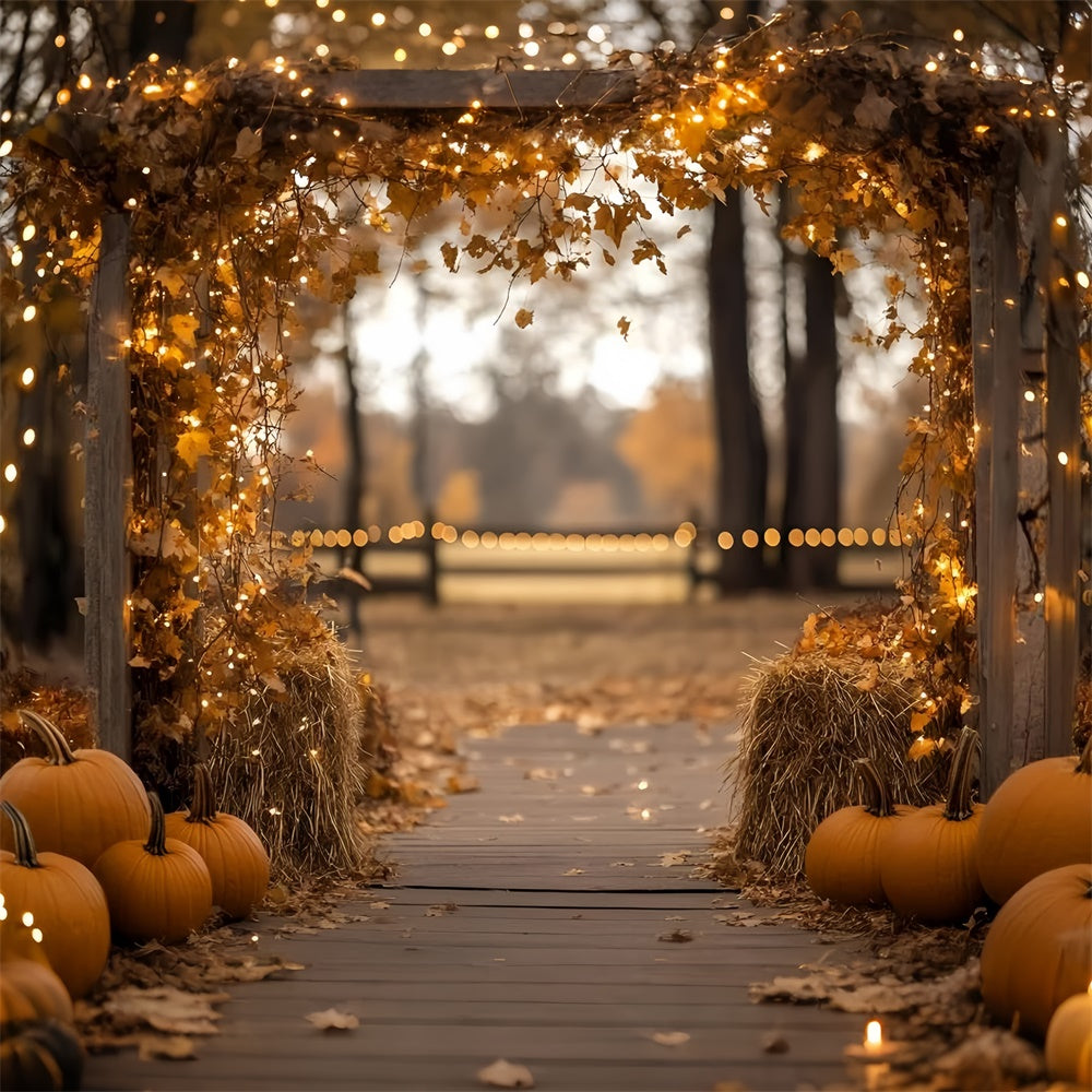 Fall Leaves Backdrop Golden Leaf Lantern Trail Backdrop UK GQ57-92