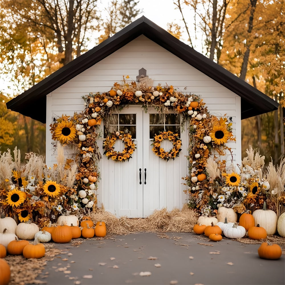 Fall Backdrops Harvest Cottage Sunflower Backdrop UK GQ57-96