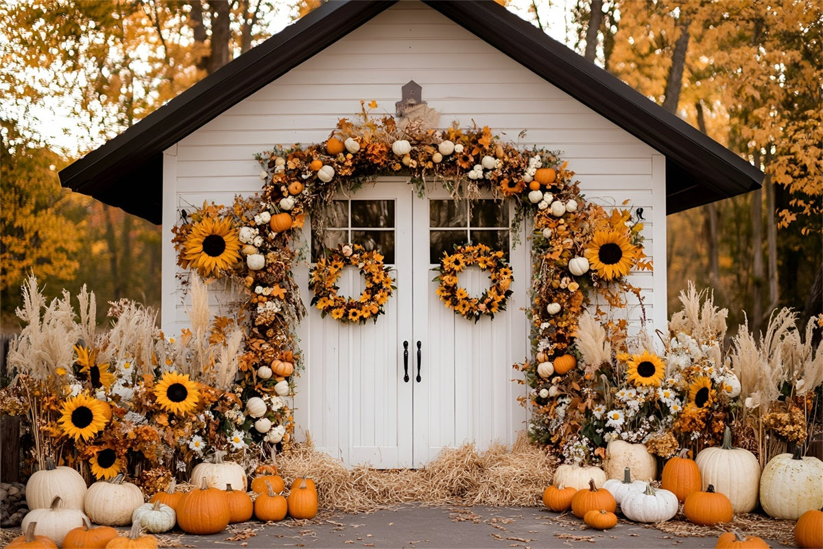 Fall Backdrops Harvest Cottage Sunflower Backdrop UK GQ57-96