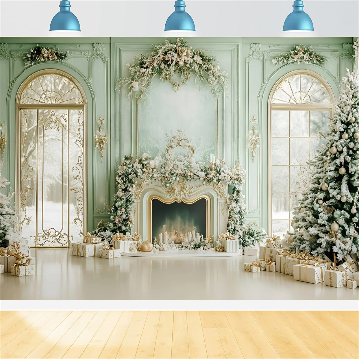 Christmas Fireplace Backdrop Fresh Green Snowy Windows Christmas Backdrop for Photos UK GQ58-19