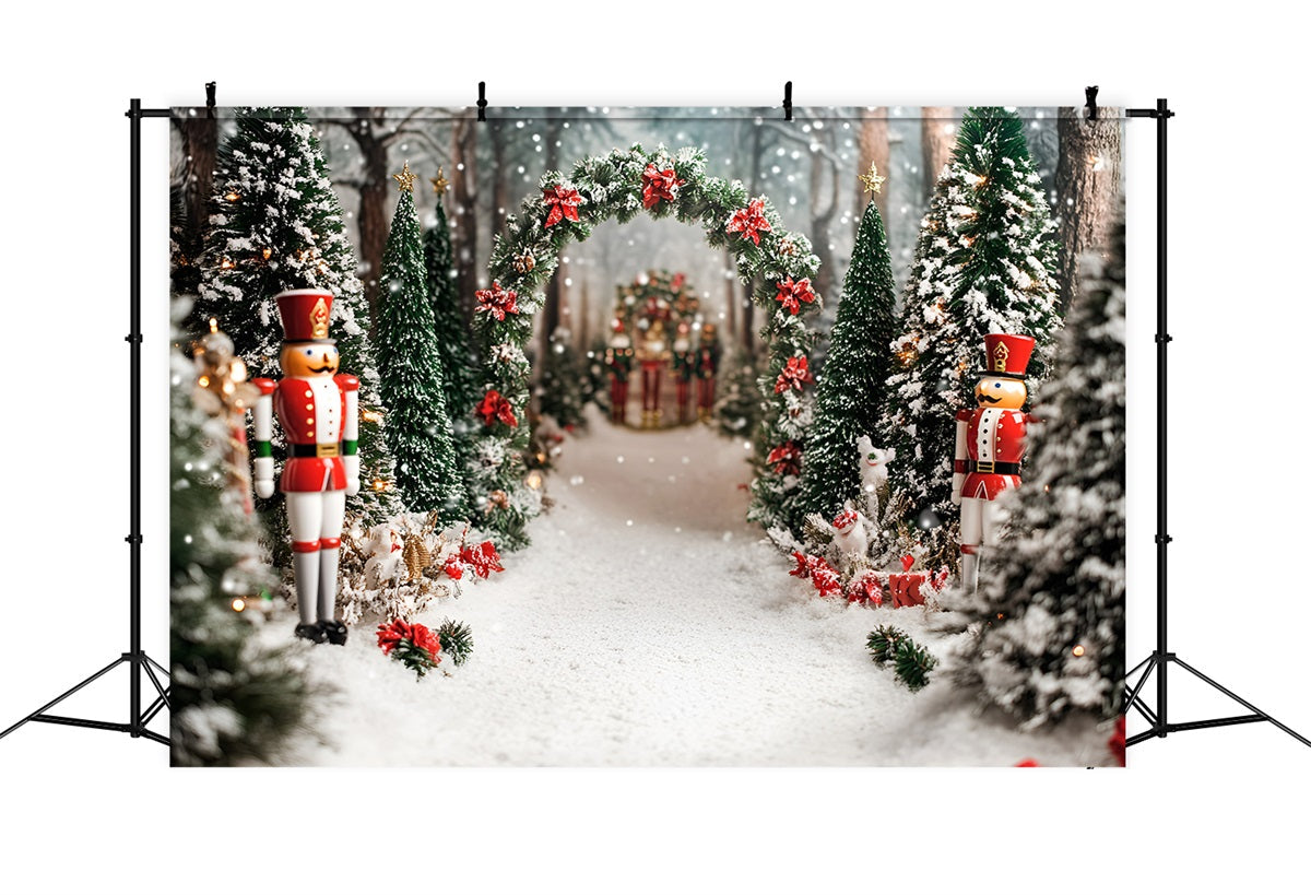 Nutcracker Backdrop Red Velvet Bow Cedar Grove Christmas Tree Backdrop UK GQ58-21