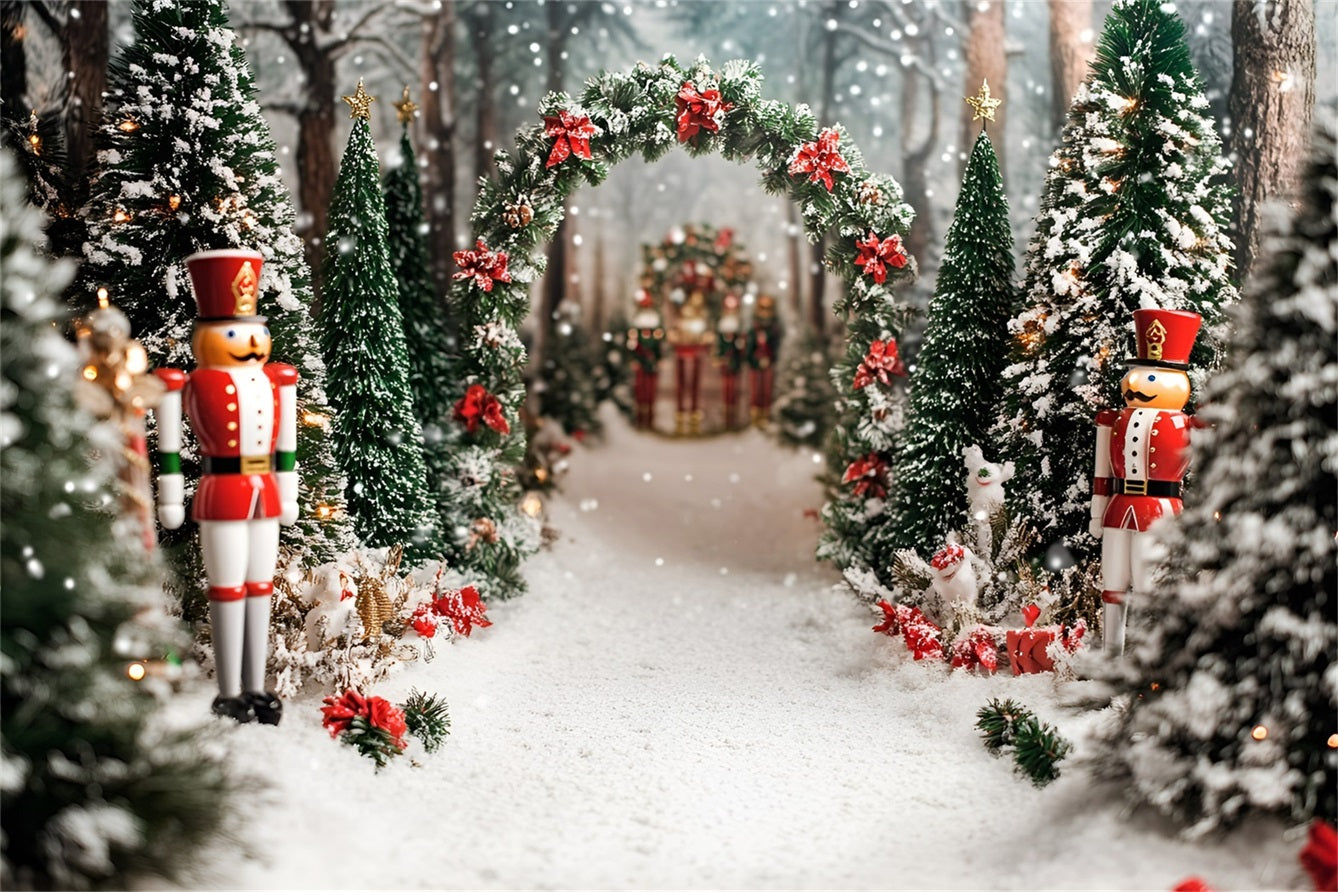 Nutcracker Backdrop Red Velvet Bow Cedar Grove Christmas Tree Backdrop UK GQ58-21