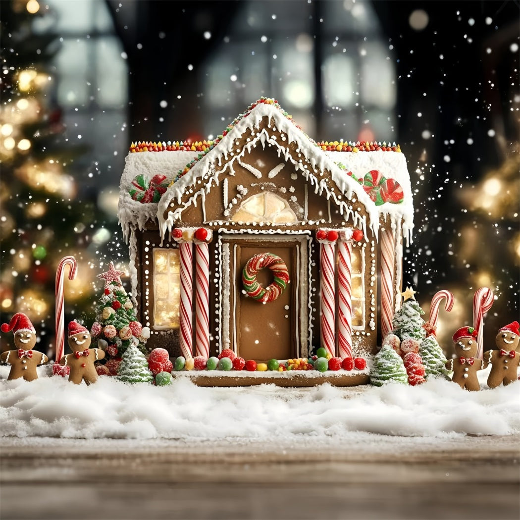 Gingerbread Backdrop Candy Cane Gingerbread House Delight Christmas Backdrops Sale UK GQ58-32