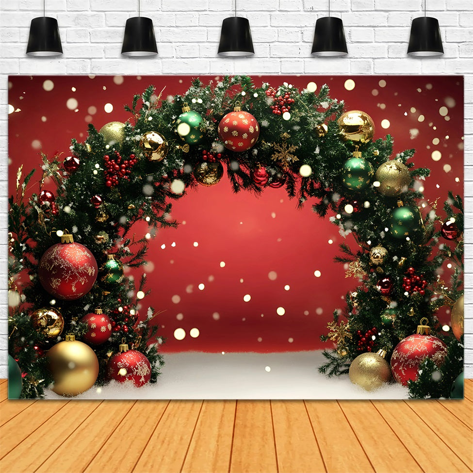 Holiday Backdrops Red Ornament Garland Archway Red Christmas Backdrop UK GQ58-5