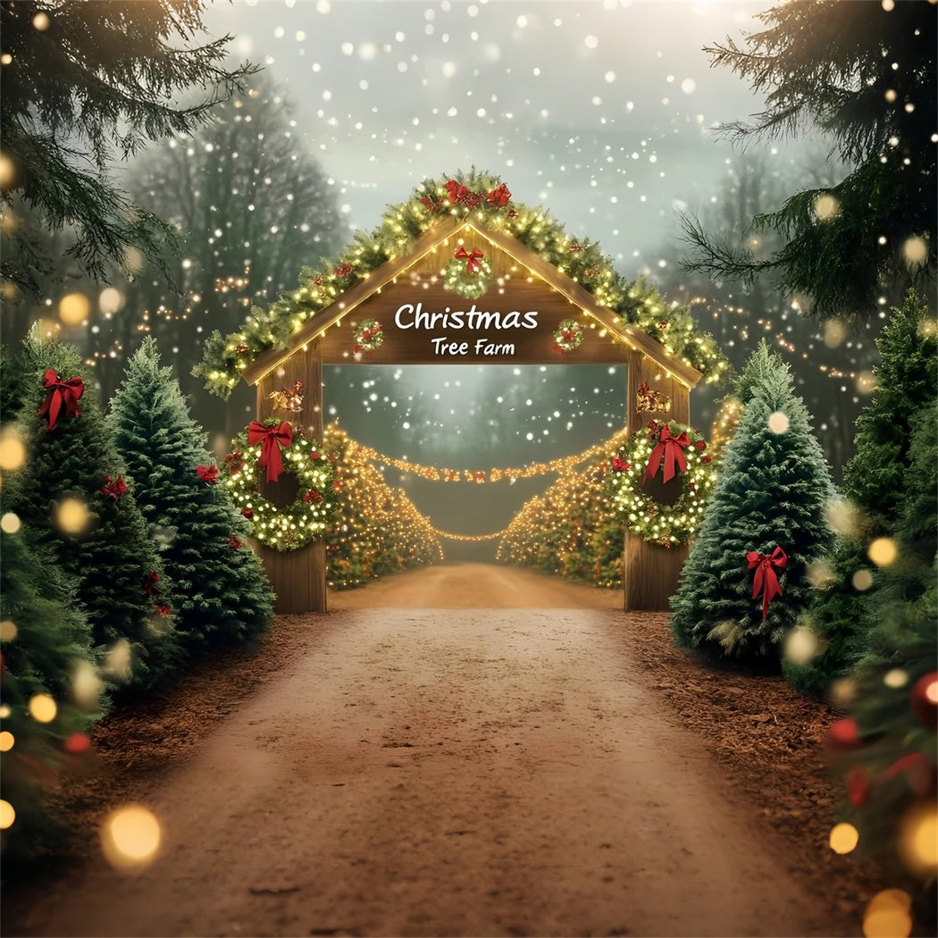 Christmas Tree Farm Backdrop Christmas Tree Farm Wooden Archway Christmas Village Backdrop UK GQ58-50