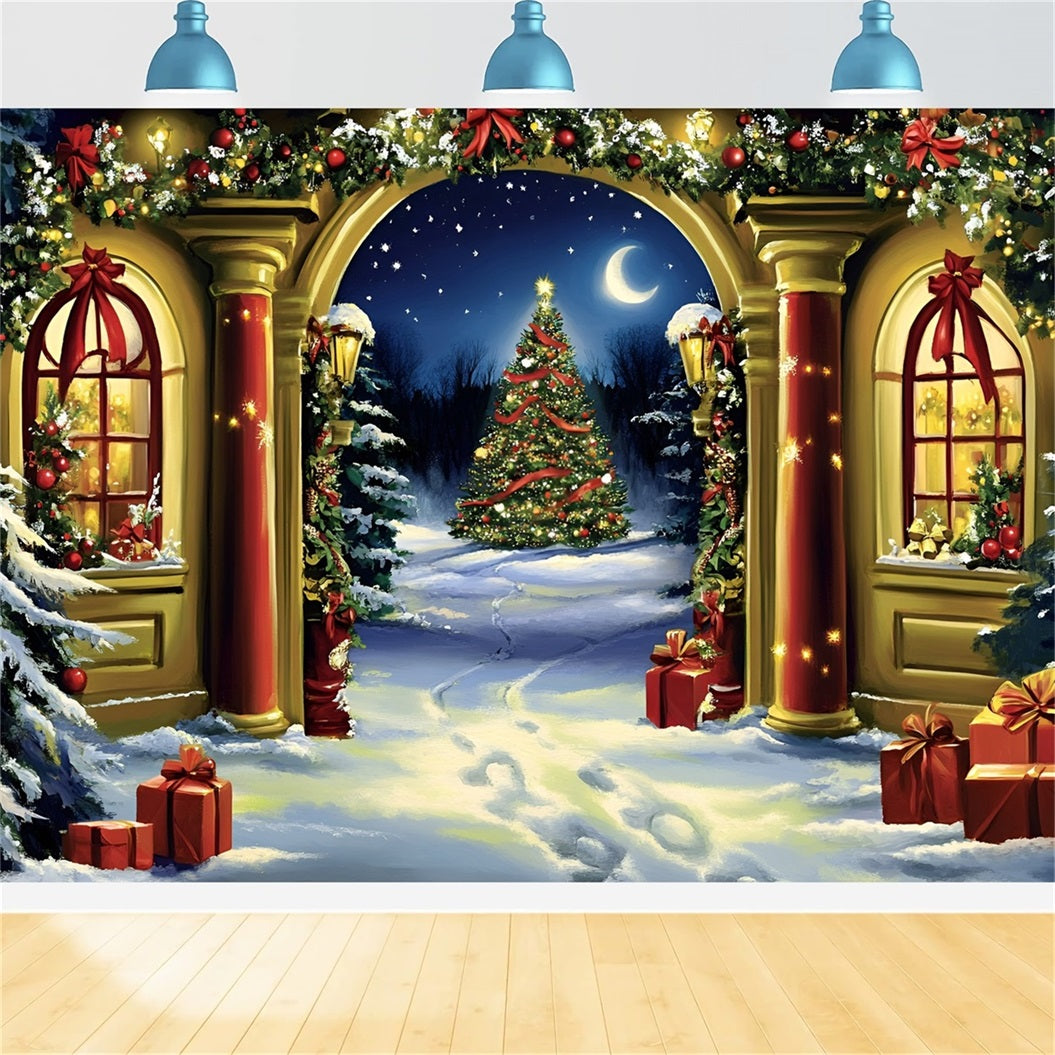 North Pole Backdrop Archway View to Christmas Tree Lane Backdrop Christmas UK GQ58-54