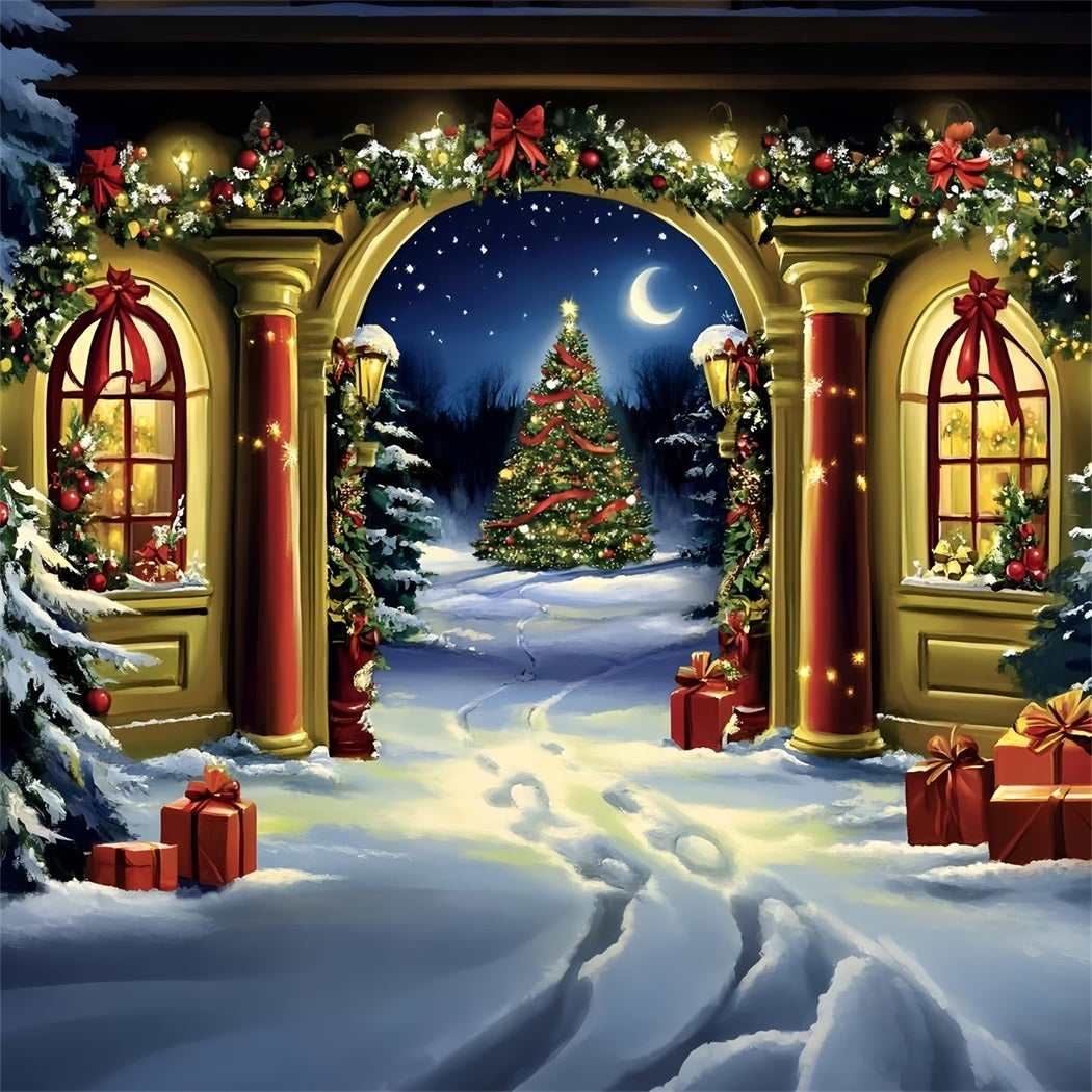 North Pole Backdrop Archway View to Christmas Tree Lane Backdrop Christmas UK GQ58-54