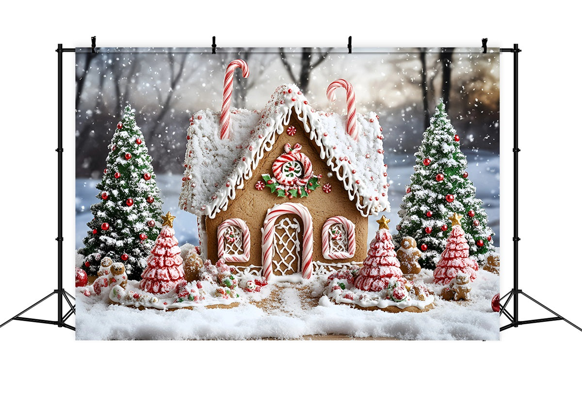 Gingerbread House Backdrop Peppermint Roof Cozy Cottage Christmas Backdrop UK GQ58-8
