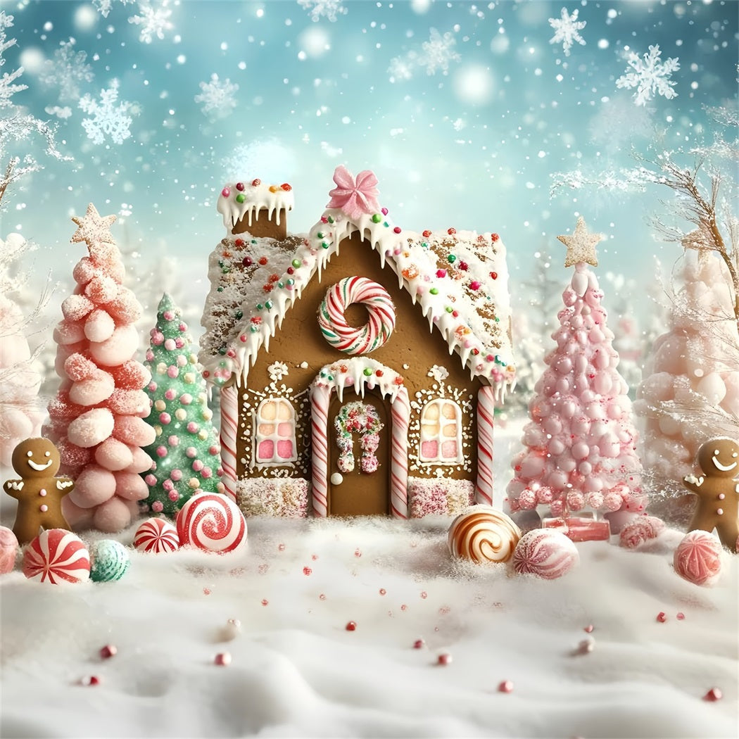 Gingerbread House Backdrop Sweet Wonderland Candy Forest Christmas Backdrop UK GQ58-9