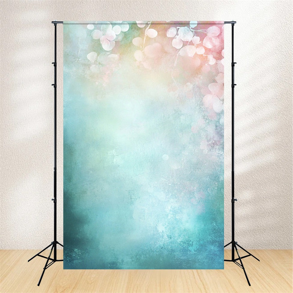 Watercolor Backdrop Dreamy Aqua and Pink Floral Blur Portrait Photo Backdrop UK GQ58-97