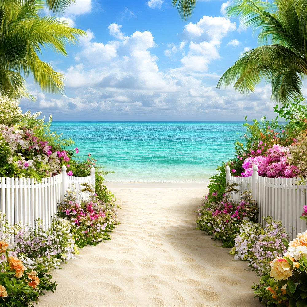 Beach Photo Backdrop Beach Entry Flower Summer Photo Backdrop UK GQ6-12
