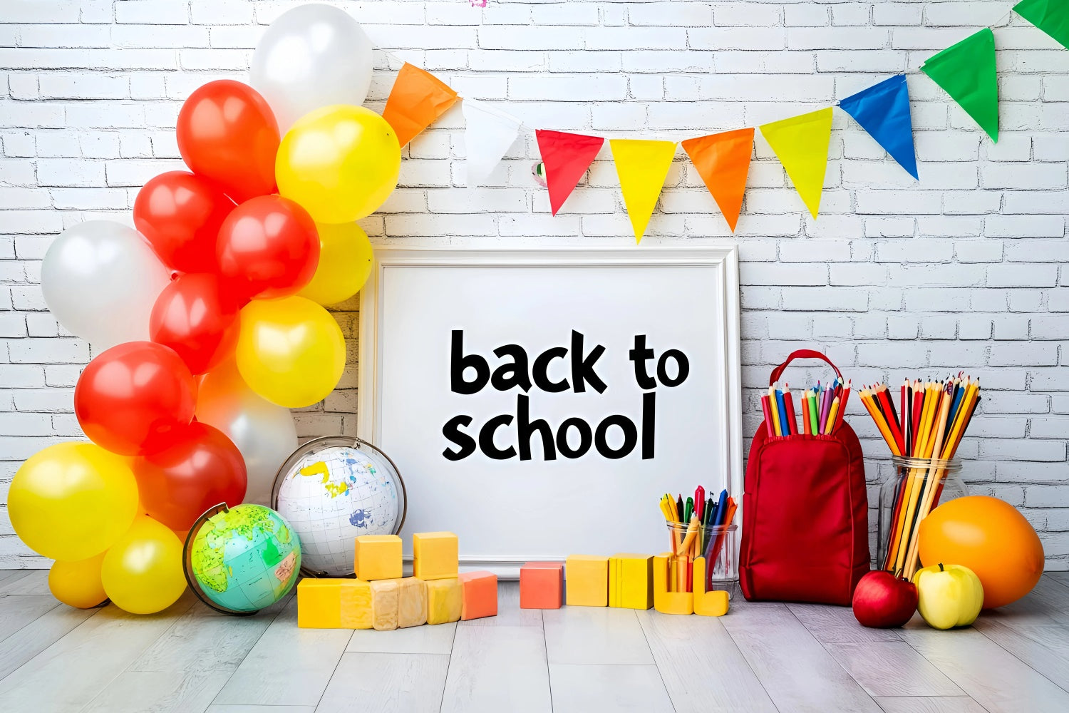 Back To School Backdrops Balloon Pencil Party Backdrop UK GQ6-124
