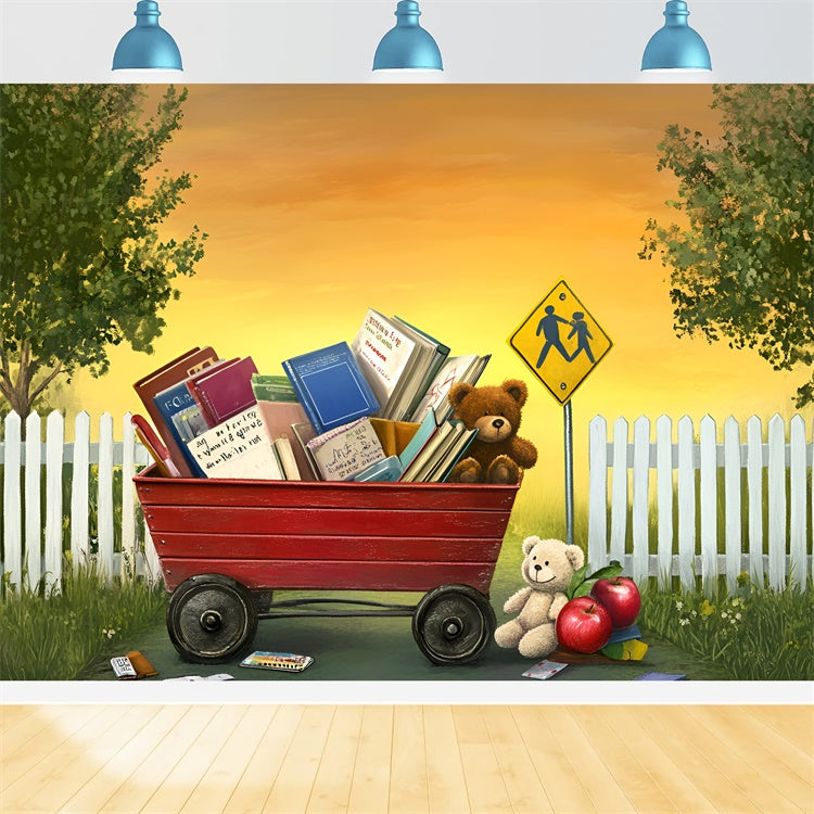 Back To School Backdrop Books Bears Welcome Backdrop UK GQ6-132