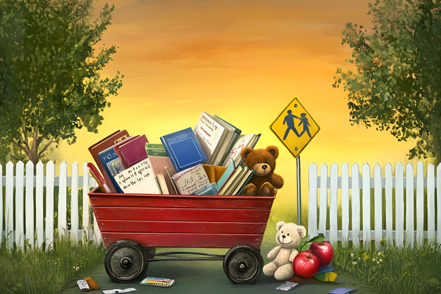 Back To School Backdrop Books Bears Welcome Backdrop UK GQ6-132