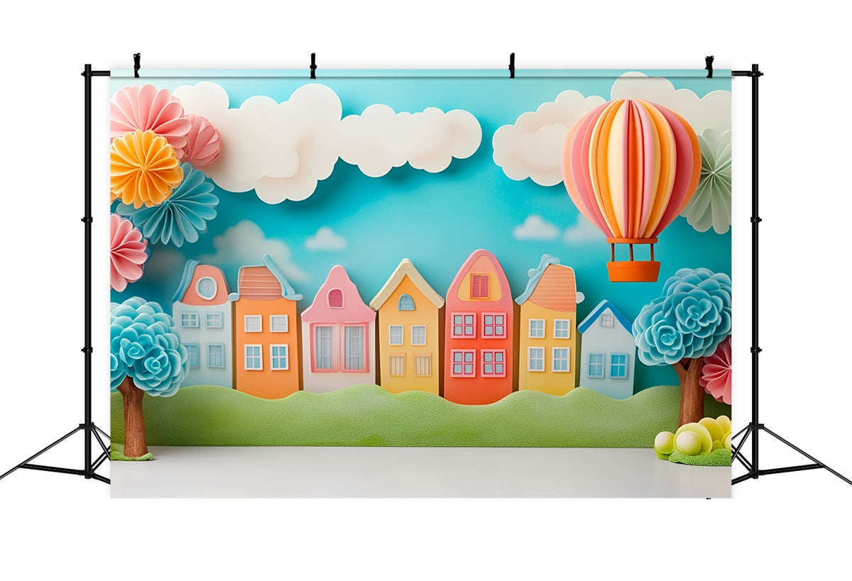 School Photo Backdrop Whimsical Learning Town Backdrop UK GQ6-140