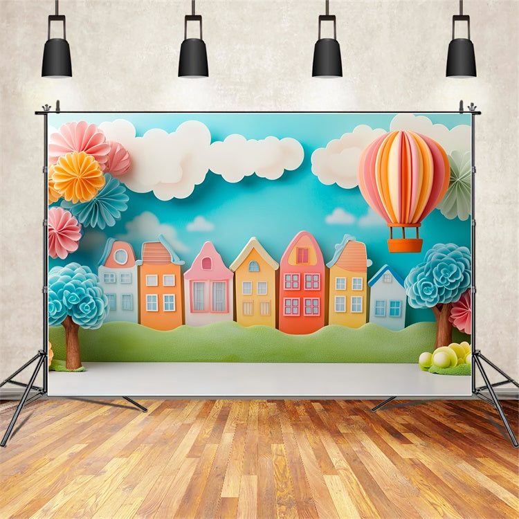 School Photo Backdrop Whimsical Learning Town Backdrop UK GQ6-140