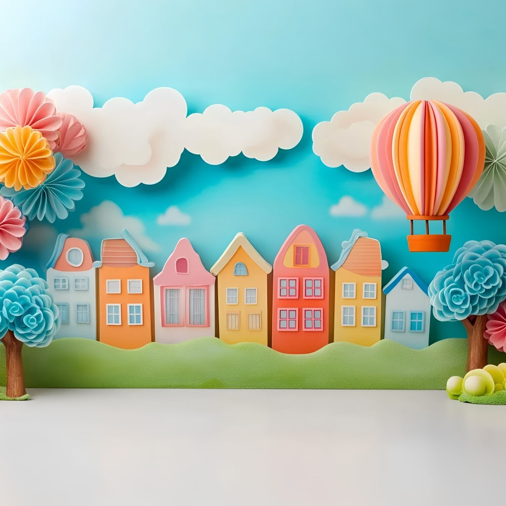 School Photo Backdrop Whimsical Learning Town Backdrop UK GQ6-140