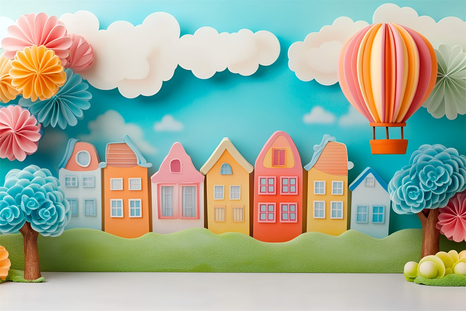 School Photo Backdrop Whimsical Learning Town Backdrop UK GQ6-140