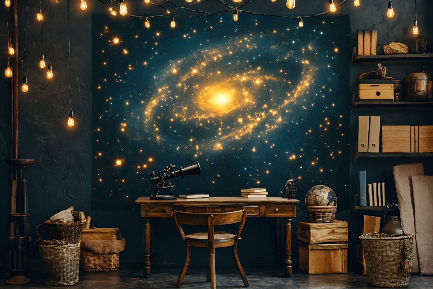 Back To School Backdrop Glowing Galaxy Study Backdrop UK GQ6-149