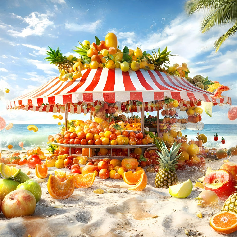 Tropical Beach Backdrop Vibrant Fruit Stand Summer Backdrop UK GQ6-16