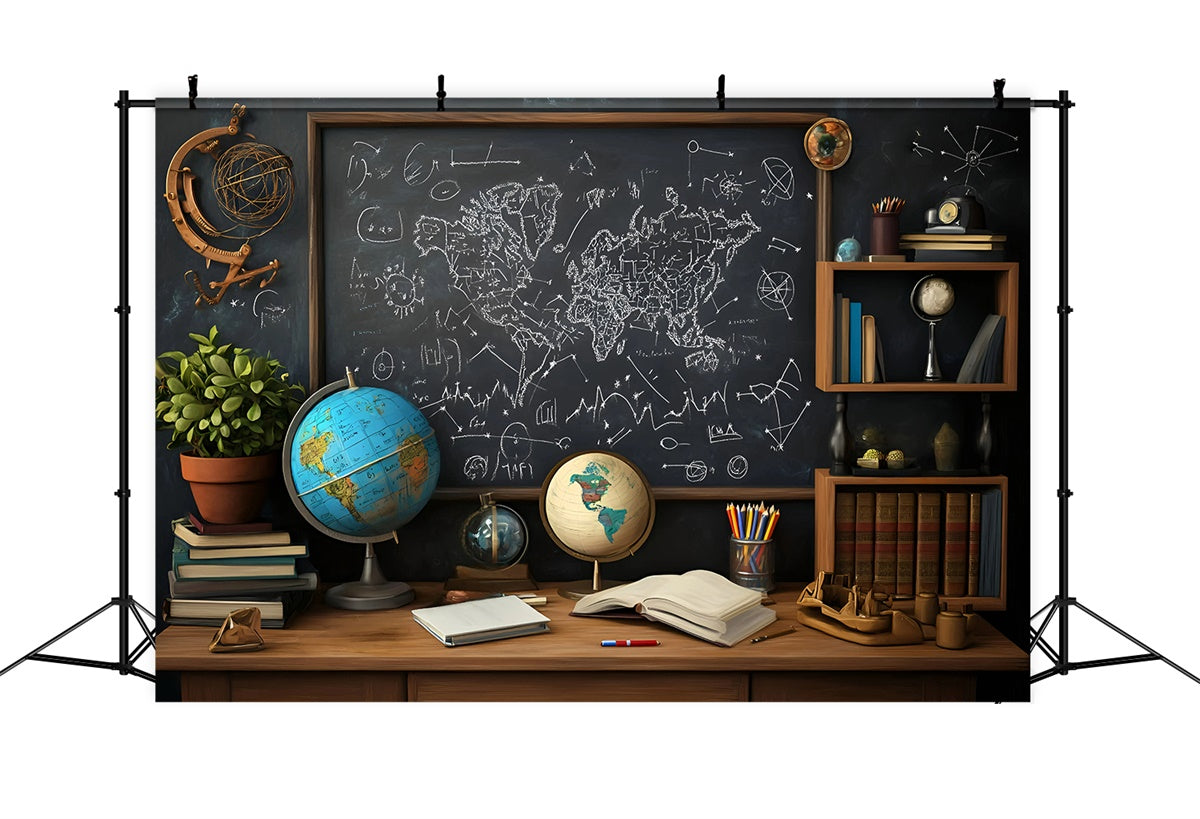 Chalkboard Backdrop World Map Scholar Wall Backdrop UK GQ6-162