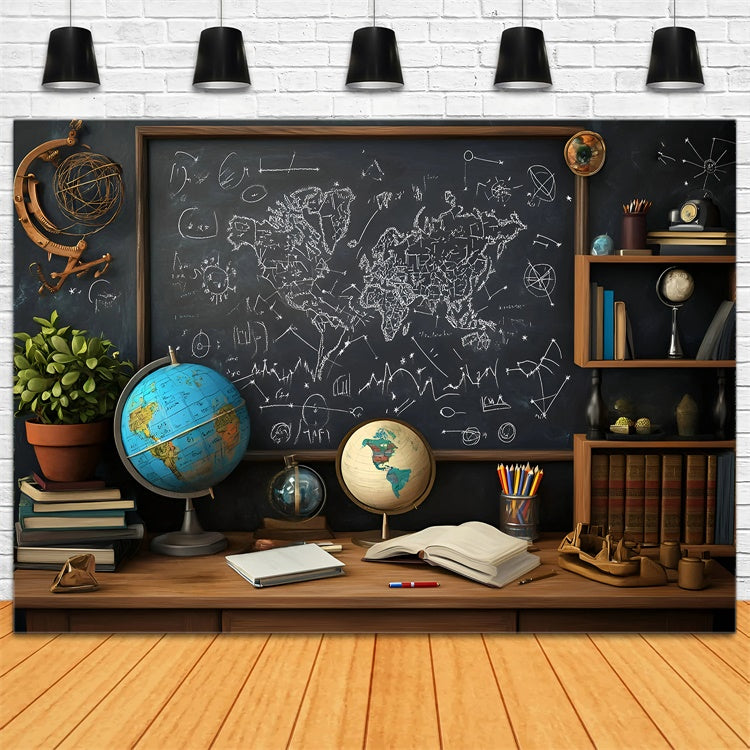 Chalkboard Backdrop World Map Scholar Wall Backdrop UK GQ6-162