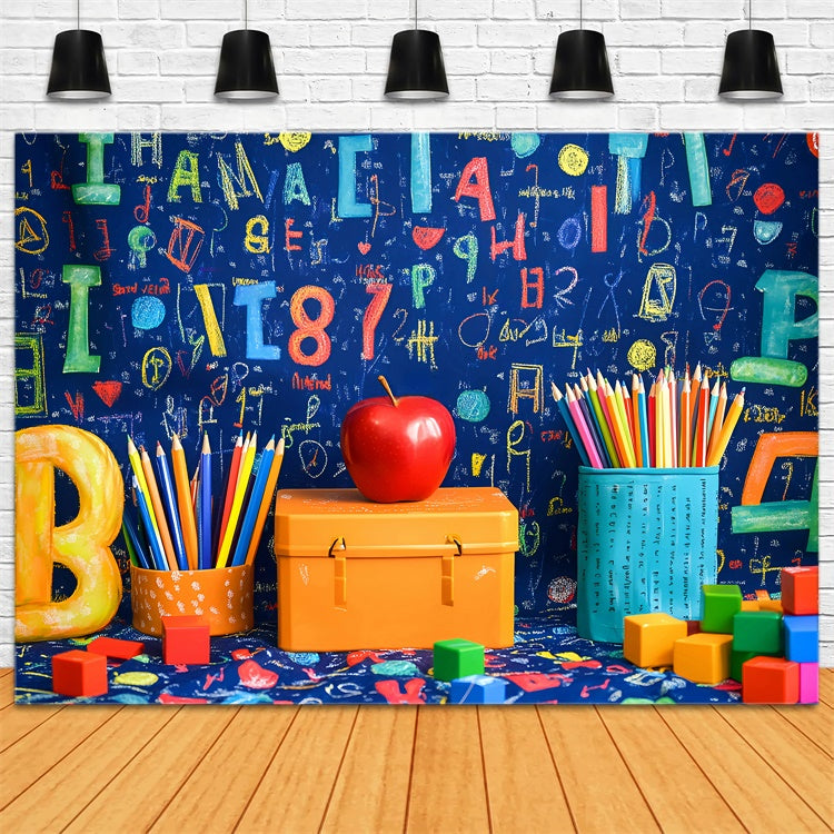 School Photo Backdrops Colorful Classroom Doodle Backdrop UK GQ6-173