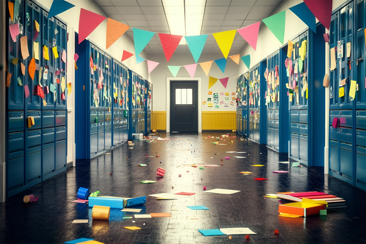 School Backdrop Locker Notes Celebration Wall Backdrop UK GQ6-174