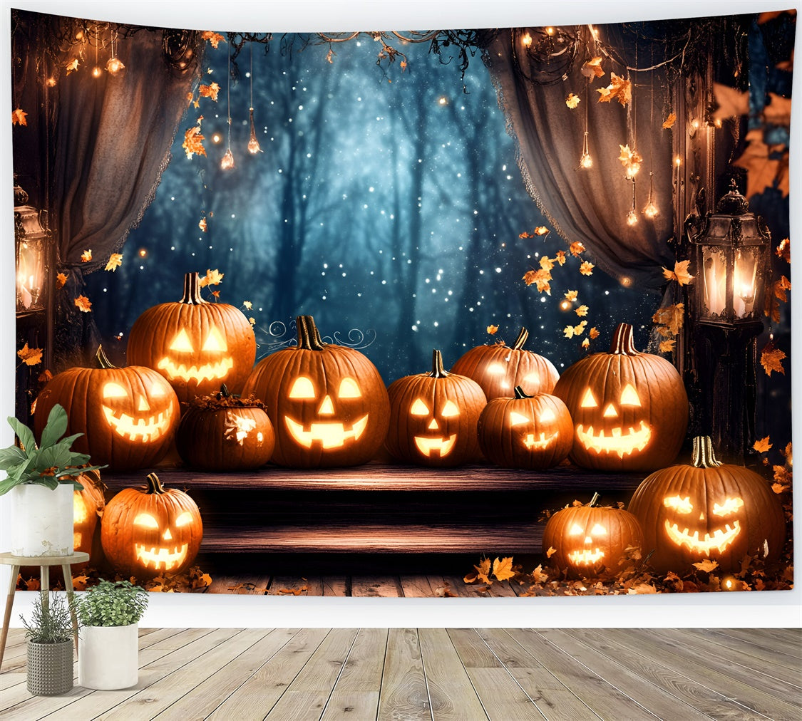 Halloween Picture Backdrop Twinkling Pumpkin Curtain Backdrop UK GQ6-184