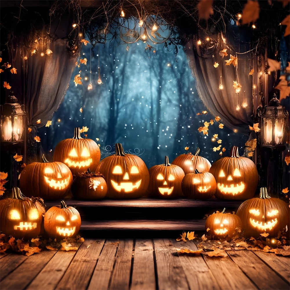 Halloween Picture Backdrop Twinkling Pumpkin Curtain Backdrop UK GQ6-184