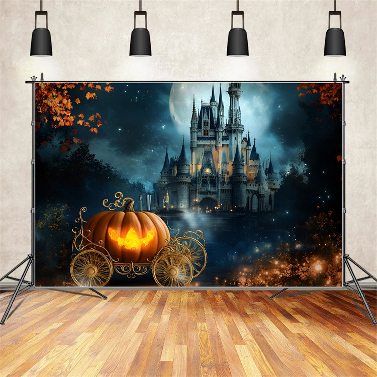Halloween Backdrop For Photos Pumpkin Carriage Castle Backdrop UK GQ6-185
