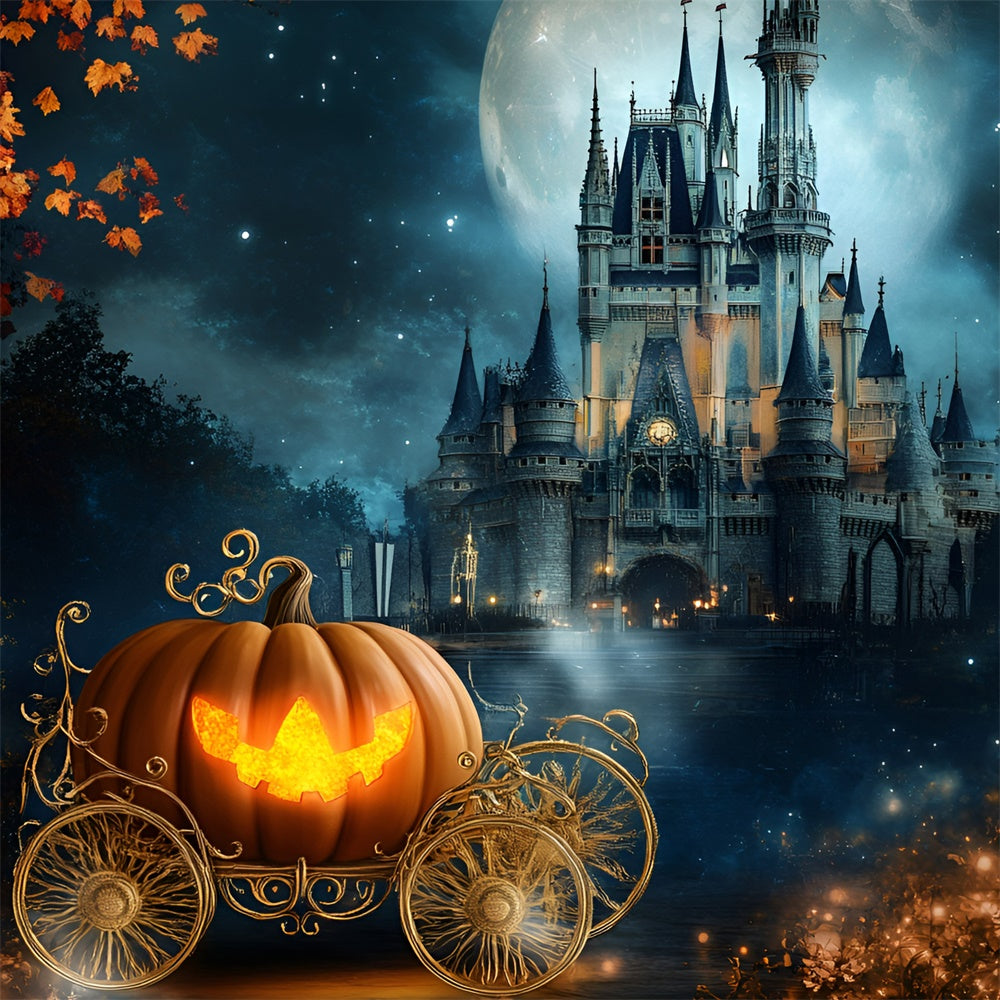 Halloween Backdrop For Photos Pumpkin Carriage Castle Backdrop UK GQ6-185