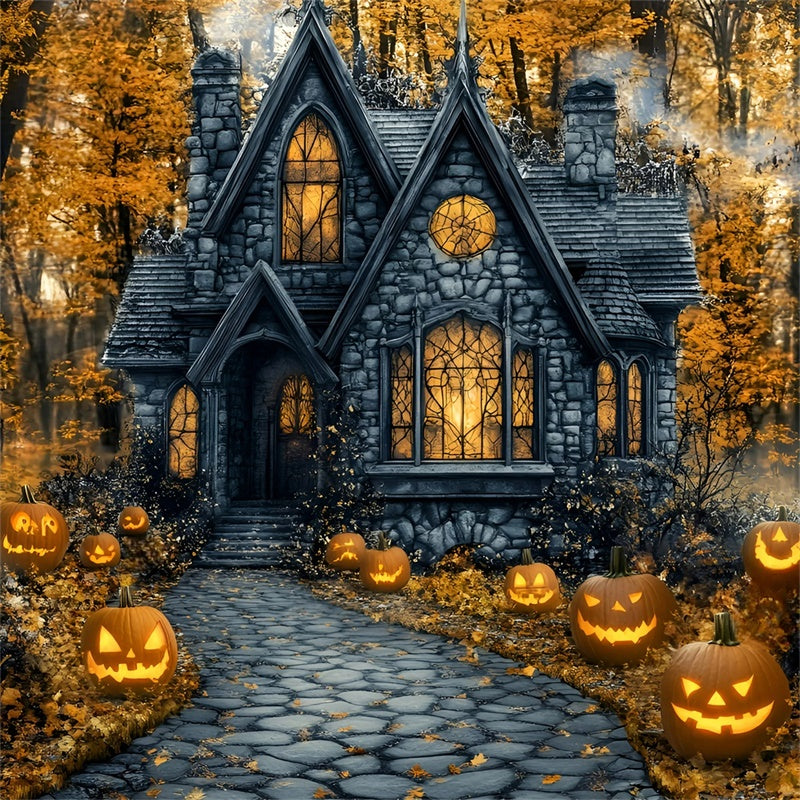 Photography Halloween Backdrop Spooky Pathway Pumpkin Backdrop UK GQ6-187