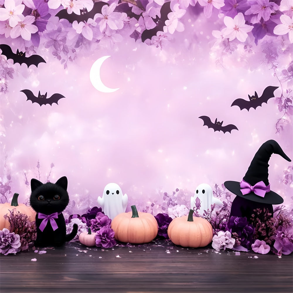 Halloween Photo Backdrop Crescent Moon Bat Flight Backdrop UK GQ6-189