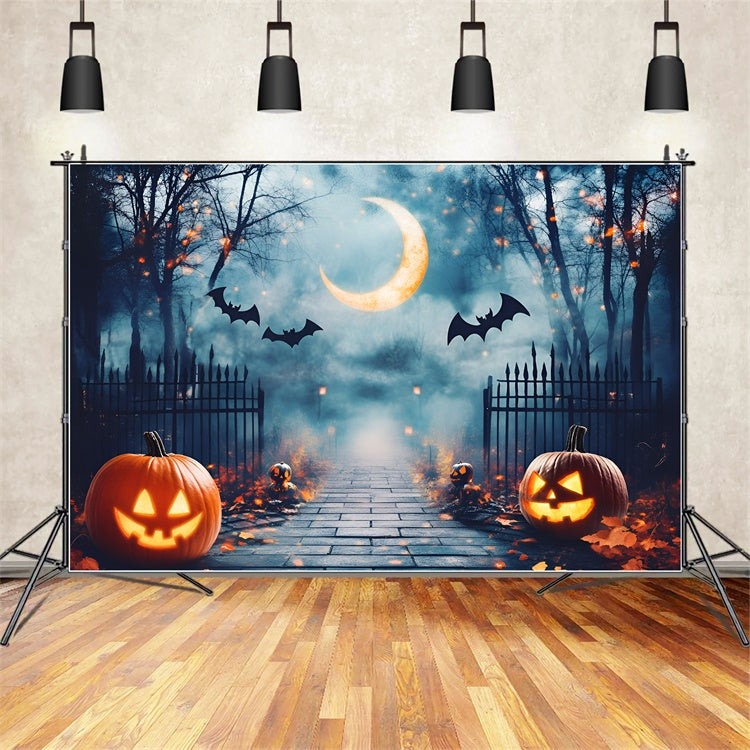Halloween Backdrop Ideas Moonlit Haunted Gate Path Backdrop UK GQ6-190