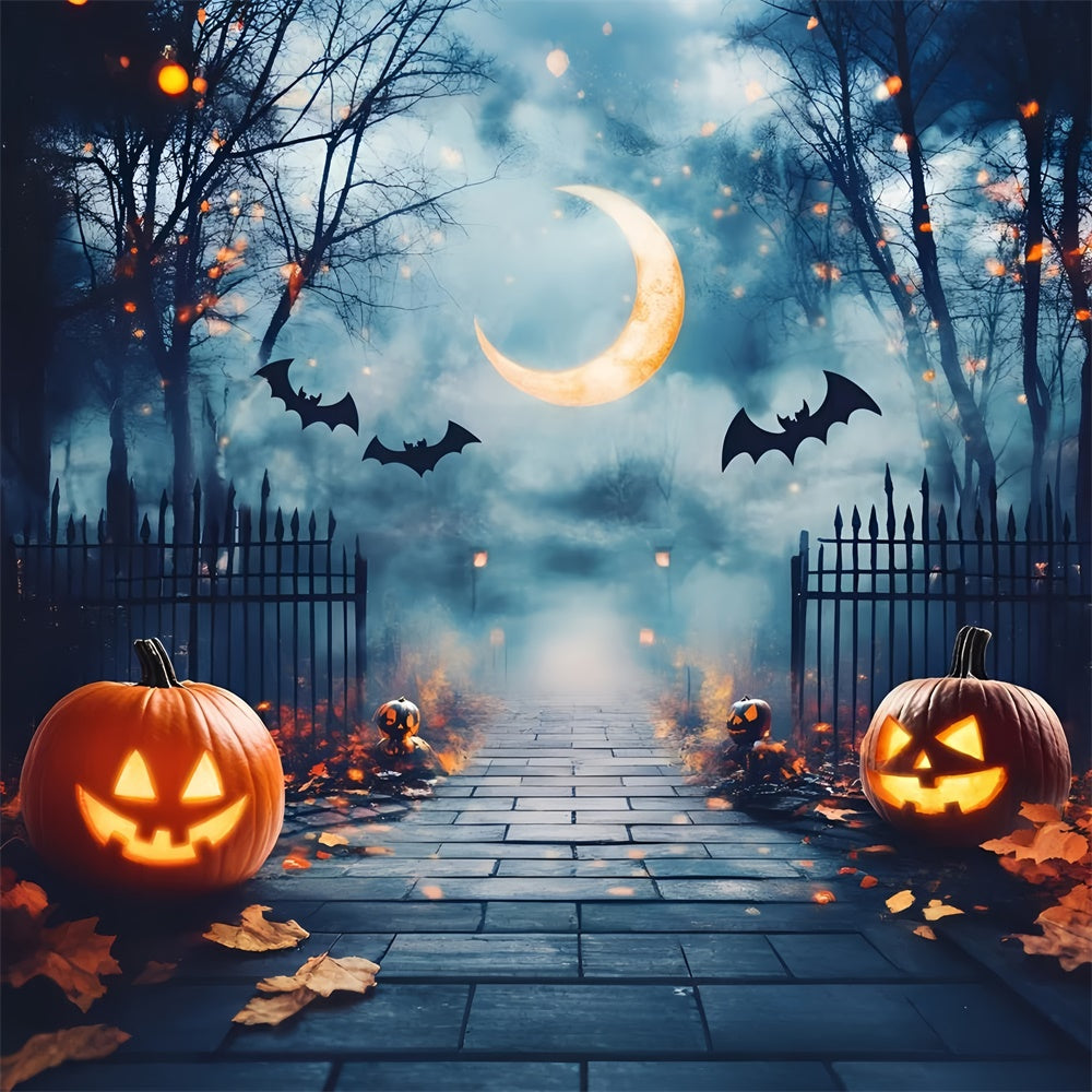 Halloween Backdrop Ideas Moonlit Haunted Gate Path Backdrop UK GQ6-190