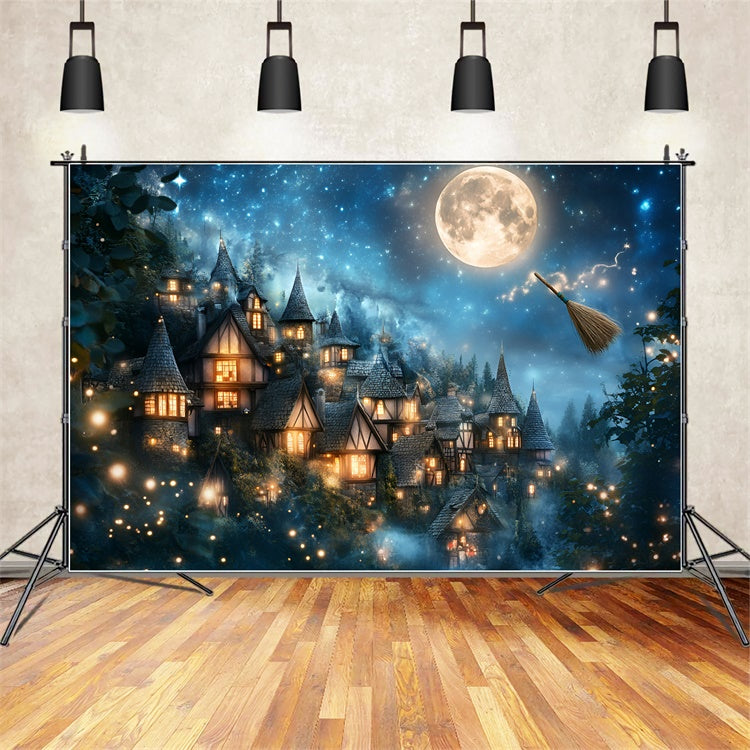 Halloween Moon Backdrop Twilight Magical Village Backdrop UK GQ6-196