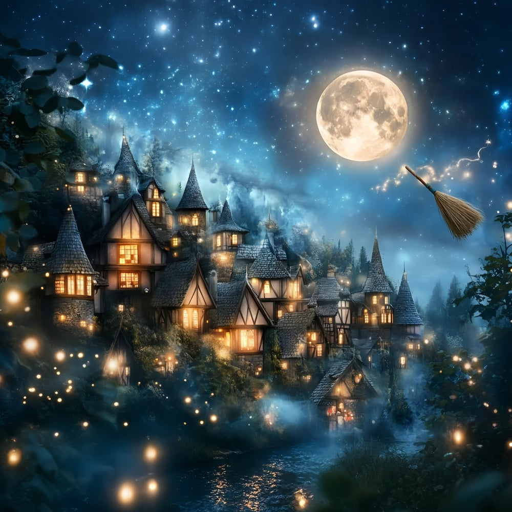 Halloween Moon Backdrop Twilight Magical Village Backdrop UK GQ6-196