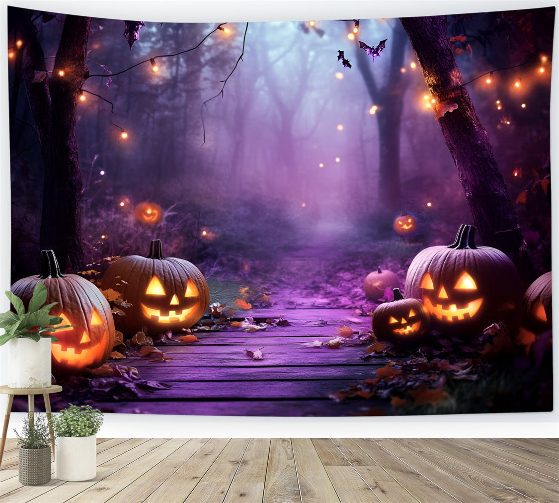 Halloween Backdrop Twilight Pumpkin Spooky Forest Backdrop UK GQ6-201