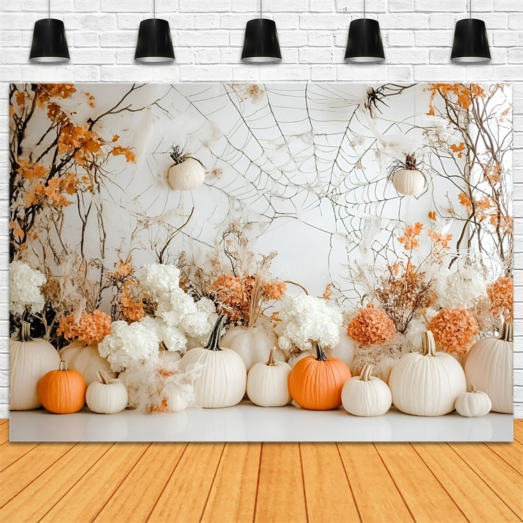 Halloween Wall Backdrop Elegant White Pumpkin Fall Backdrop UK GQ6-207