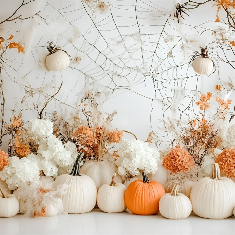 Halloween Wall Backdrop Elegant White Pumpkin Fall Backdrop UK GQ6-207