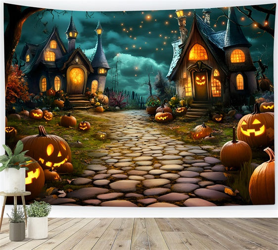 Halloween Photography Backdrop Spooky Village Glow Backdrop UK GQ6-213