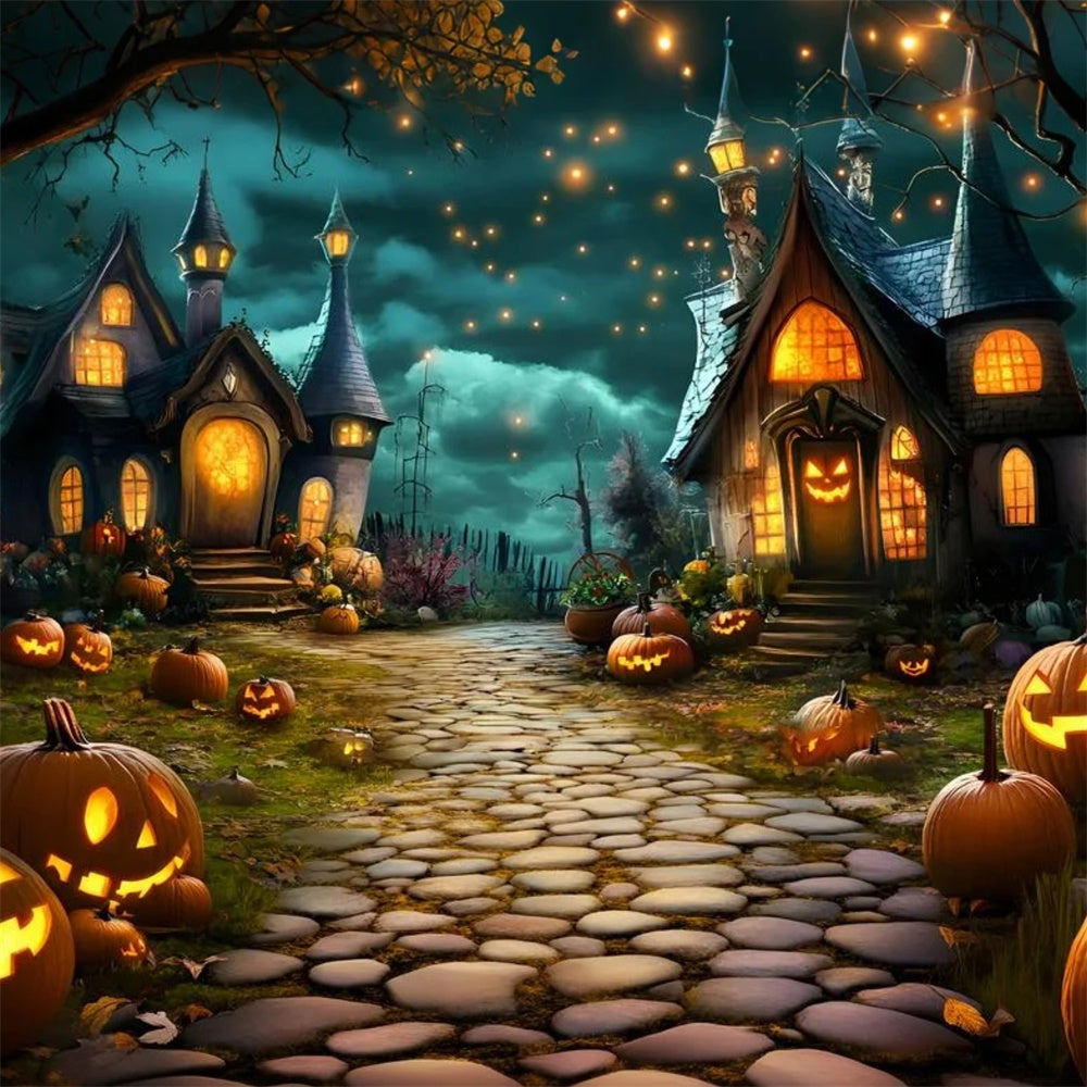 Halloween Photography Backdrop Spooky Village Glow Backdrop UK GQ6-213
