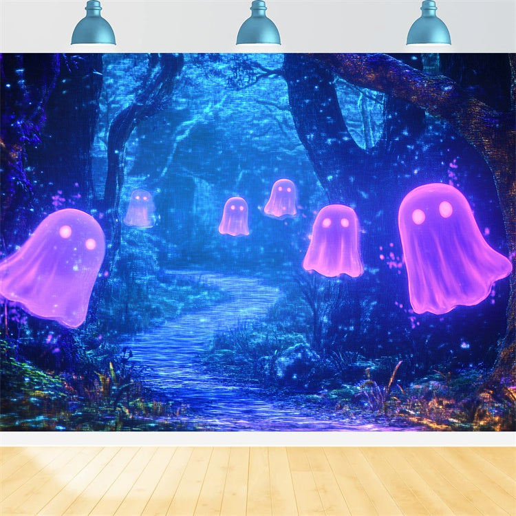 Dark Forest Backdrop Mystic Ghost Trail Halloween Photo Backdrops UK GQ6-216