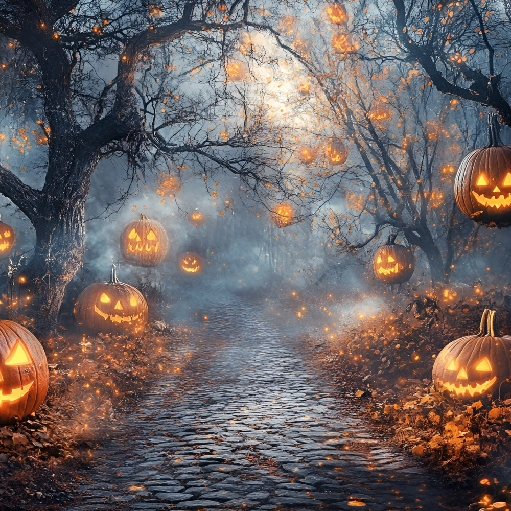 Forest Backdrop Pumpkin Spirit Misty Halloween Backdrops UK GQ6-218